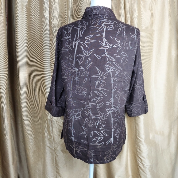 Bamboo Traders linen blend sheer print  top size M - Picture 4 of 9